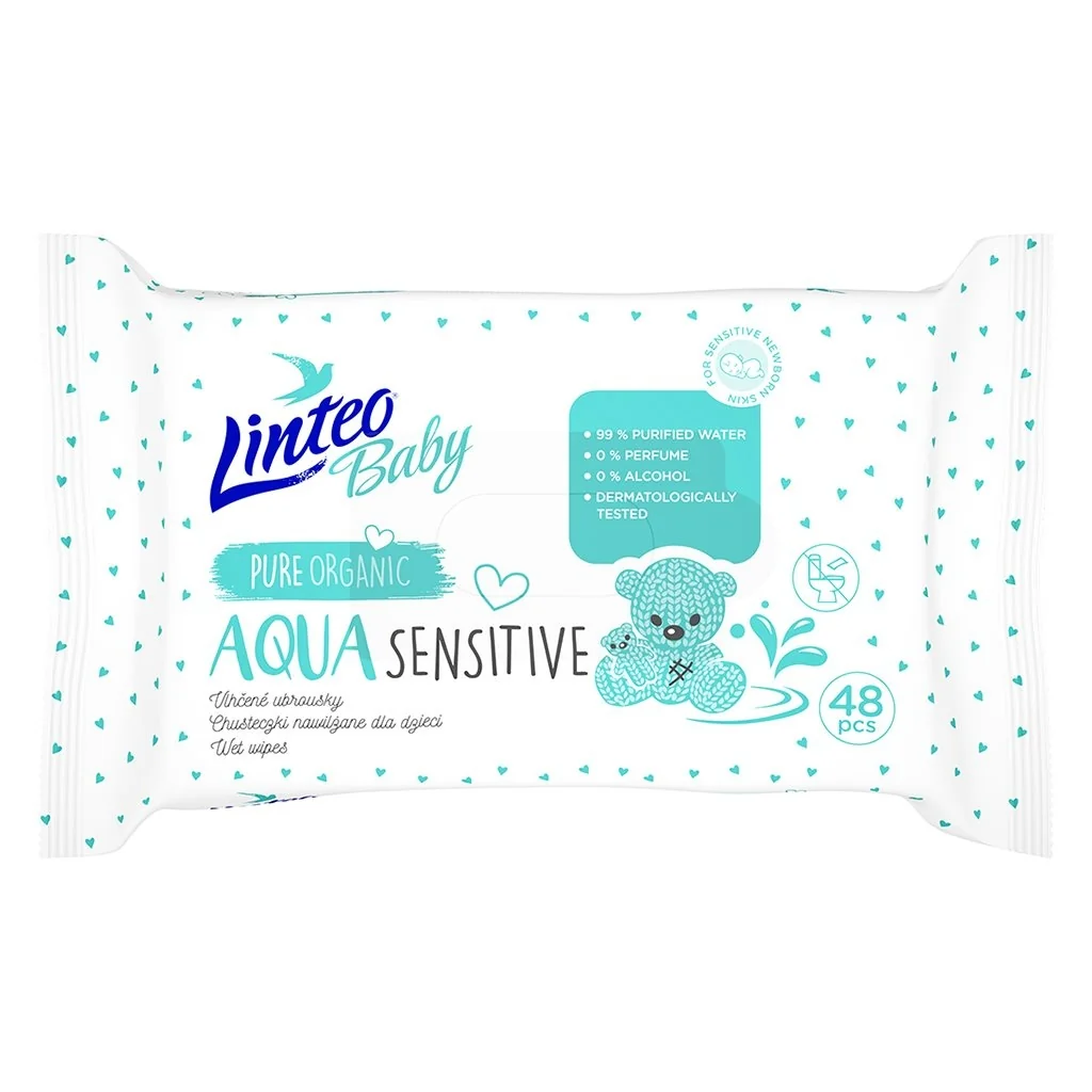 Detské vlhčené obrúsky Linteo Baby AQUA SENSITIVE 48 ks , 20C45313 