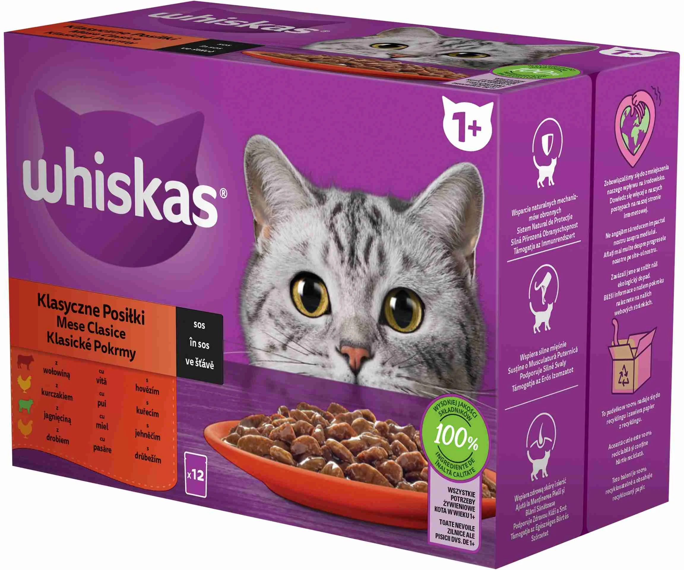 WHISKAS Kapsička Klasický výber v šťave 12pack 12×85g, kapsička pre mačky