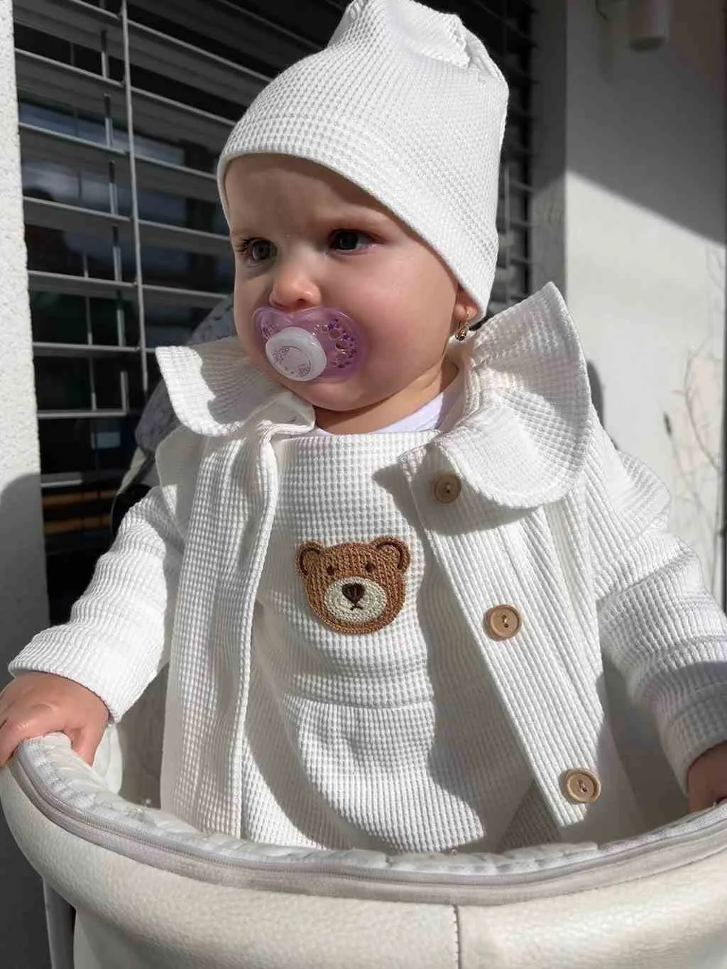 Dojčenská bavlnená čiapočka New Baby Luxury clothing biela 68/74, 