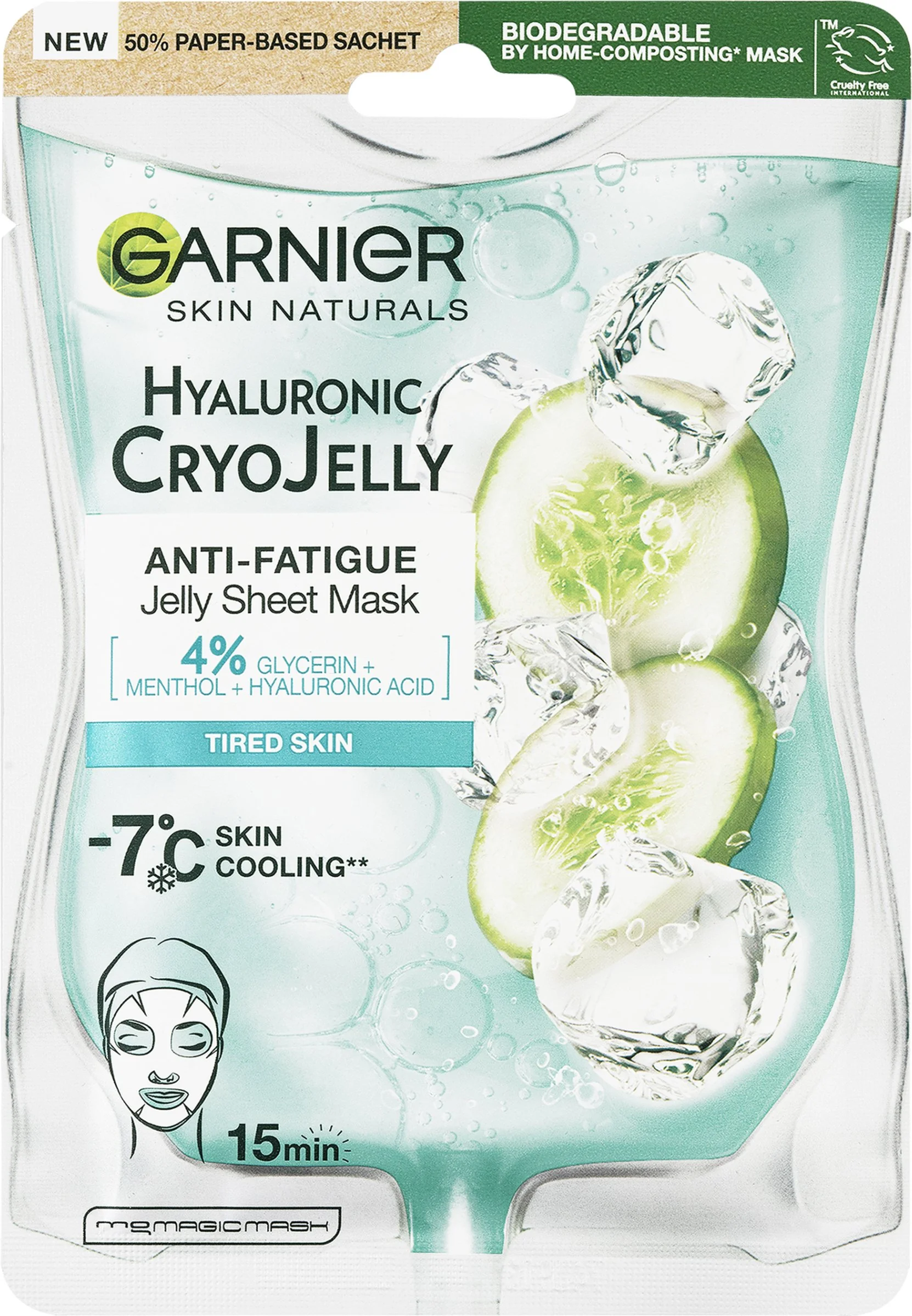 Garnier Cryo Jelly textilná pleťová maska s chladivým efektom -7 °C, 27 g