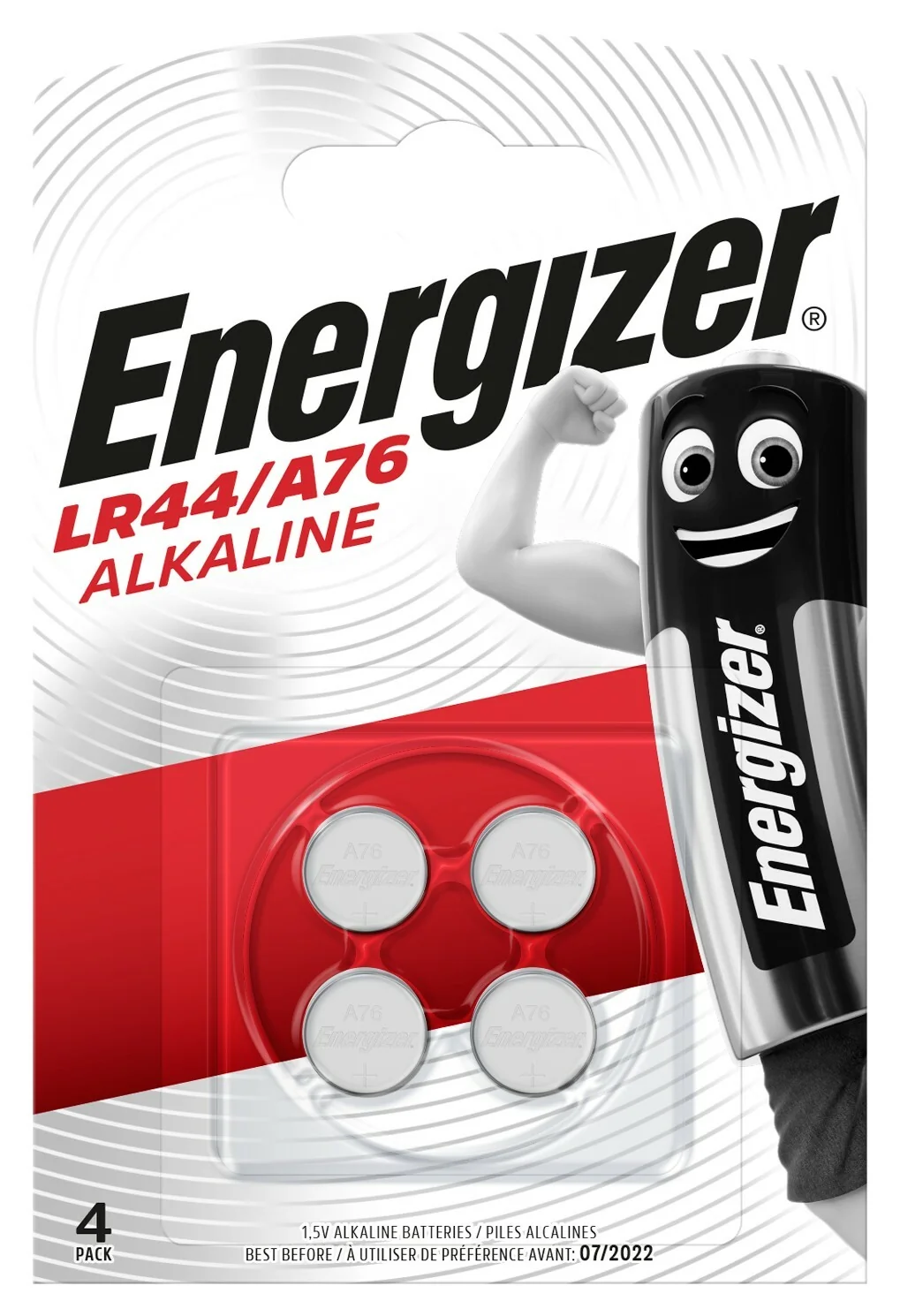 Energizer A76 LR44 BP4 150mAh 1,5V 4ks alkalická gombíková batéria E300141401