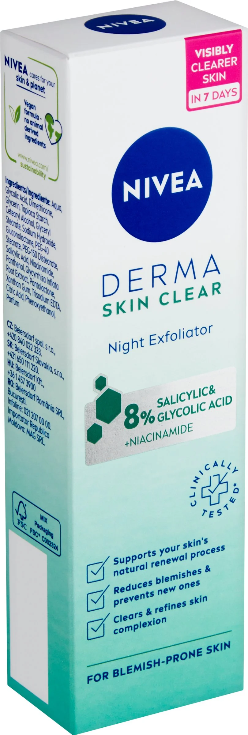 Nivea Derma Activate Exfoliator 40ml 1×40 ml, nočný exfoliátor