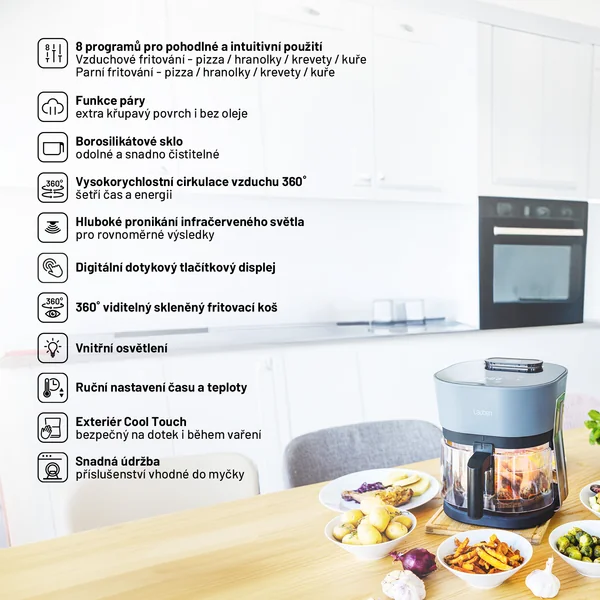 Lauben Glass&SteamAir® Fryer 4500BG 1×1 ks, teplovzdušná fritéza