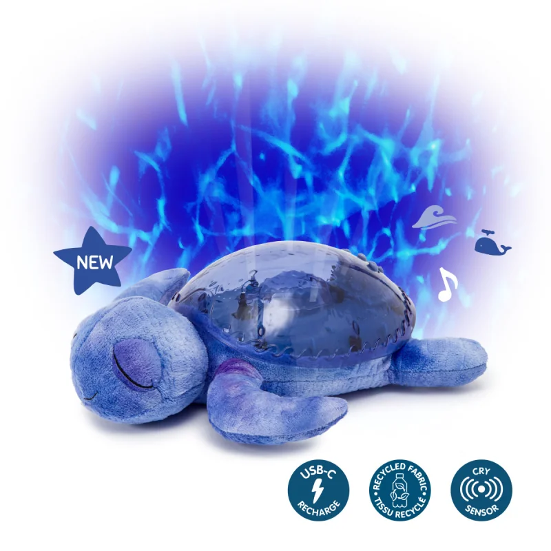 Cloud b® Tranquil Turtle™ - Nočné svetielko s melódiou, Korytnačka, fialová, 0m+ 