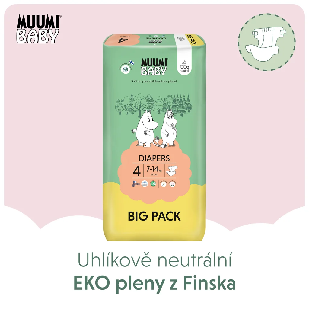 Muumi Baby 4 Maxi 7-14 kg, eko plienky 69 ks 1×69ks, EKO plienky