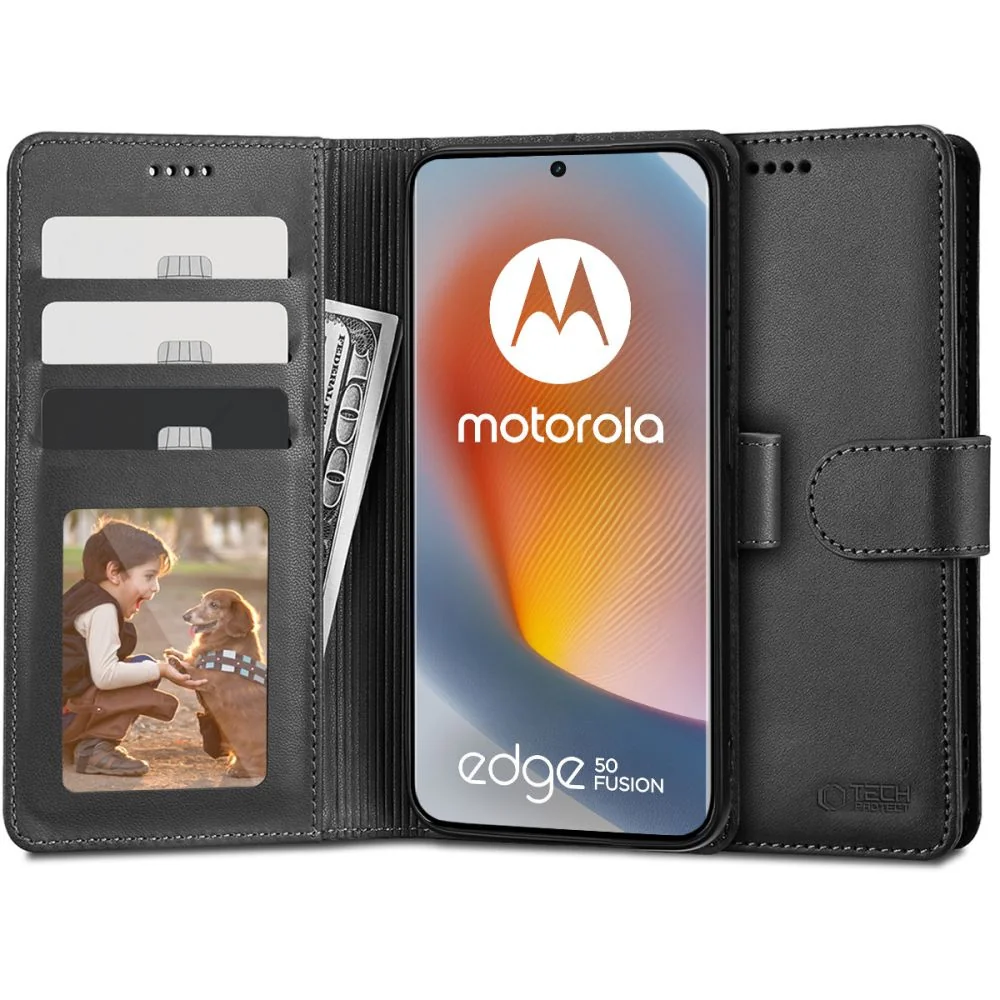 Tech-Protect Wallet knižkové puzdro na Motorola Edge 50 Fusion 5G čierne