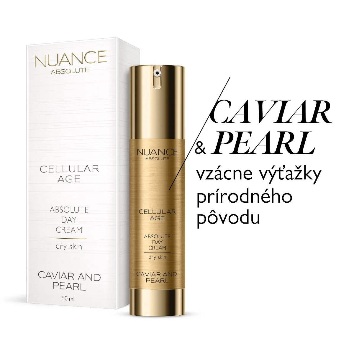 NUANCE CAVIAR AND PEARL denný krém - suchá pleť, 50ml 1×50 ml, denný krém pre suchú pleť