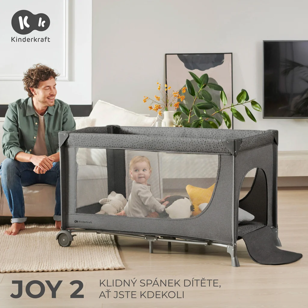 KINDERKRAFT Postieľka cestovná Joy 2 Beige 1×1 ks, cestovná postieľka