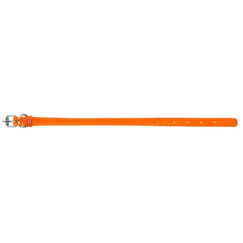 Okrúhly kožený obojok oranžový, Obvod krku: 53-61cm, šírka obojku: 13mm 