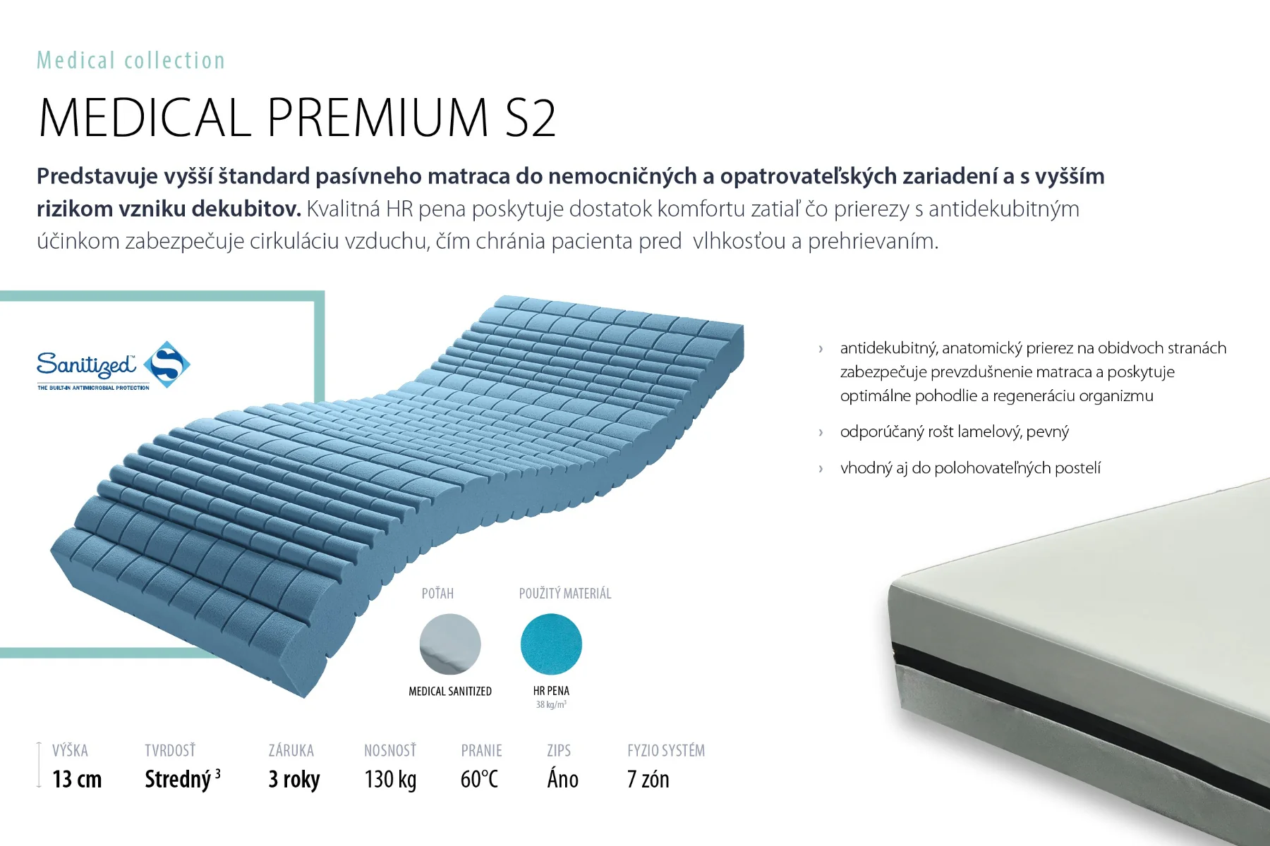 Benab Medical Premium S2 H3 90 x 200 cm Penový matrac