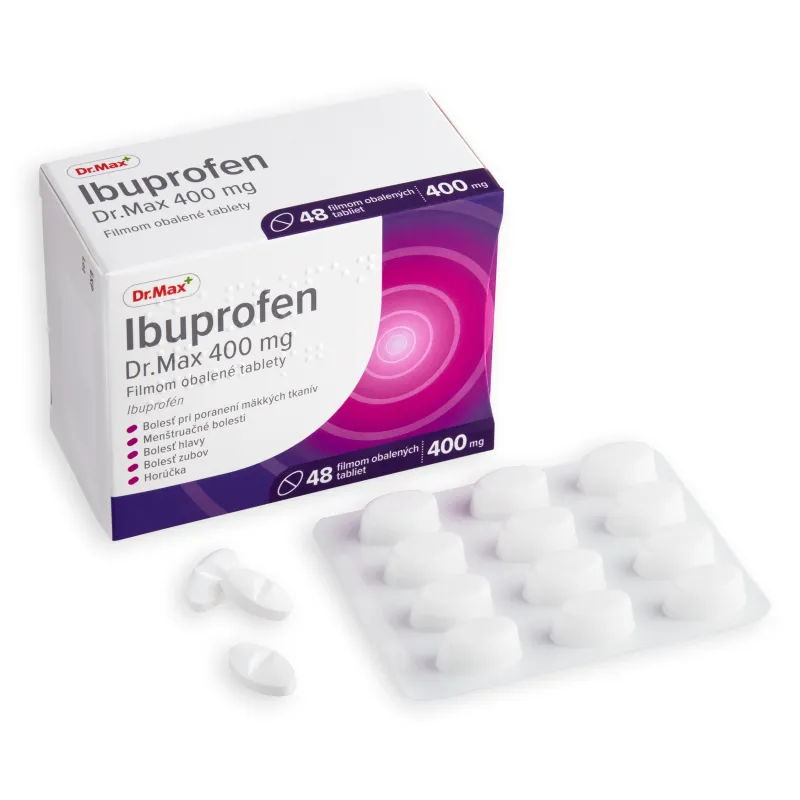 Ibuprofen Dr. Max 400 mg filmom obalené tablety 1×48 tbl, tlmí bolesť, zápal a znižuje horúčku
