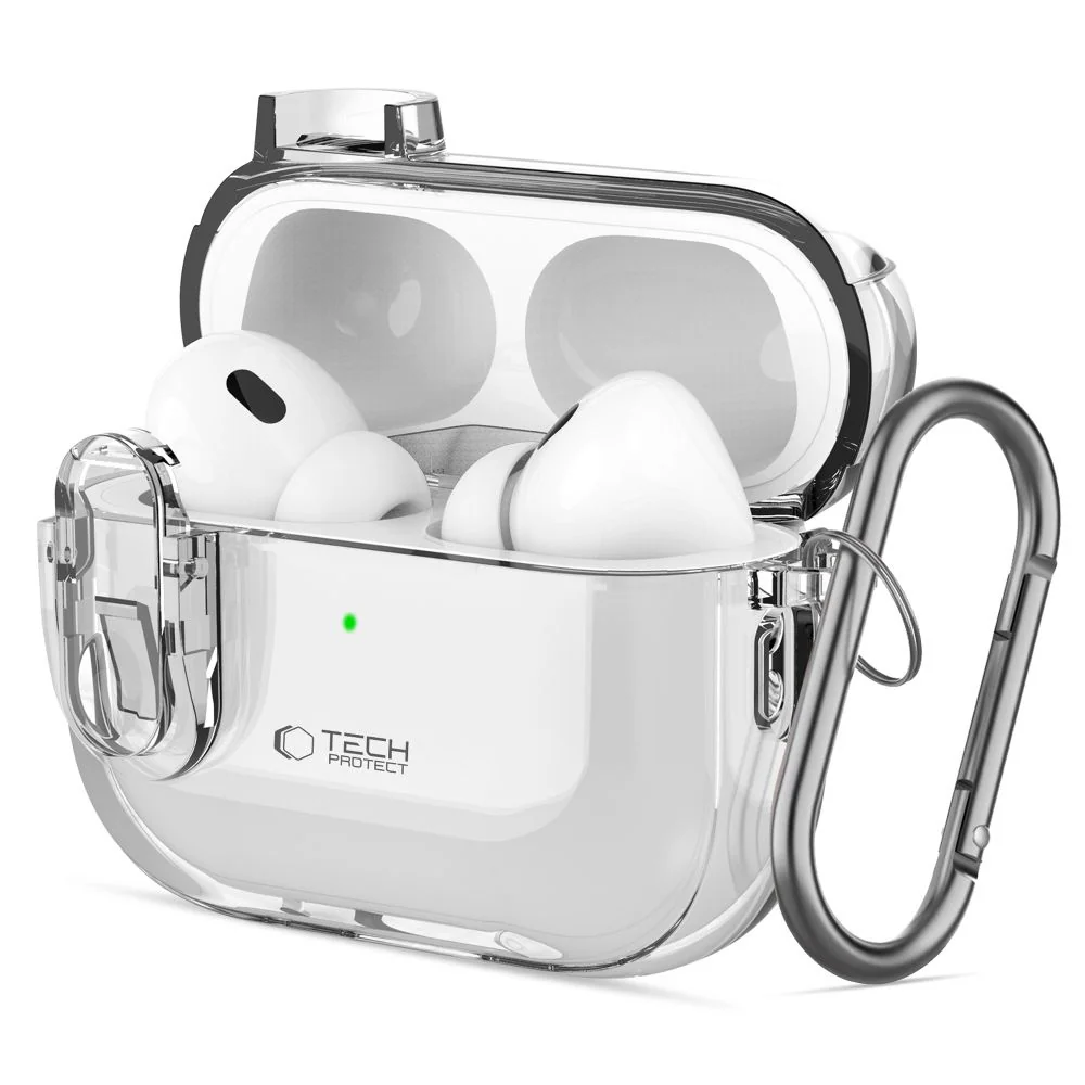 Tech-Protect Slim Hook puzdro na Apple AirPods Pro 1 / 2, priesvitné 