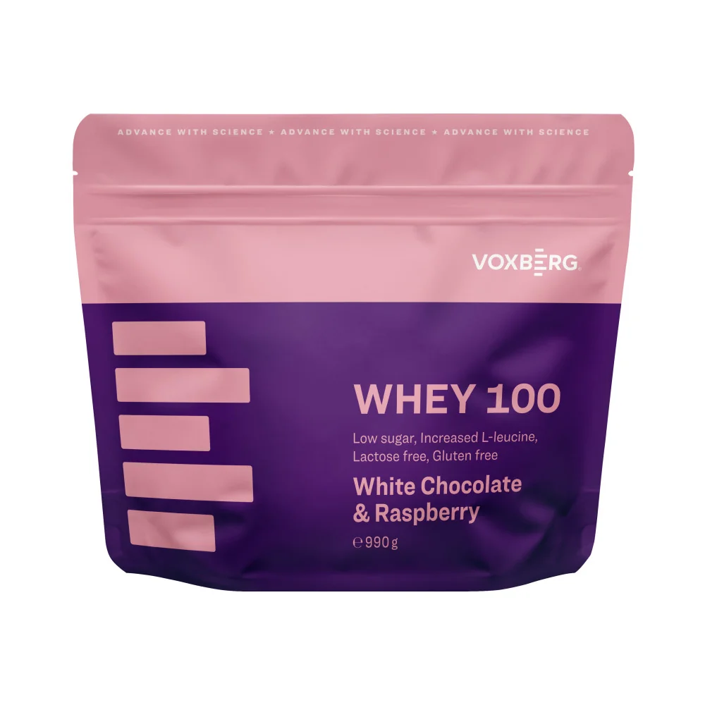 Voxberg Whey 100 990 g biela čokoláda-malina