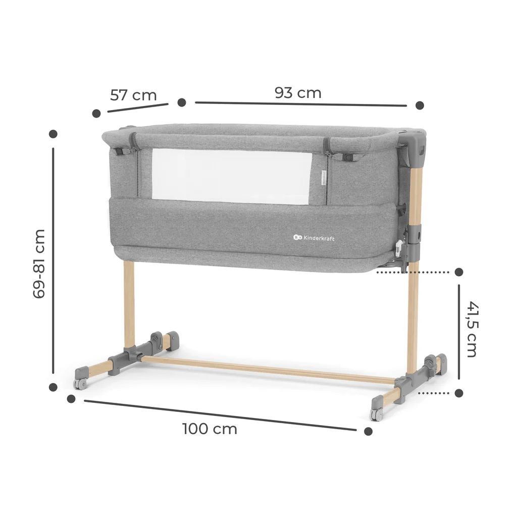 KINDERKRAFT Postieľka detská polohovateľná Neste grow Light Grey Full Wood 1×1 ks, polohovateľná postieľka