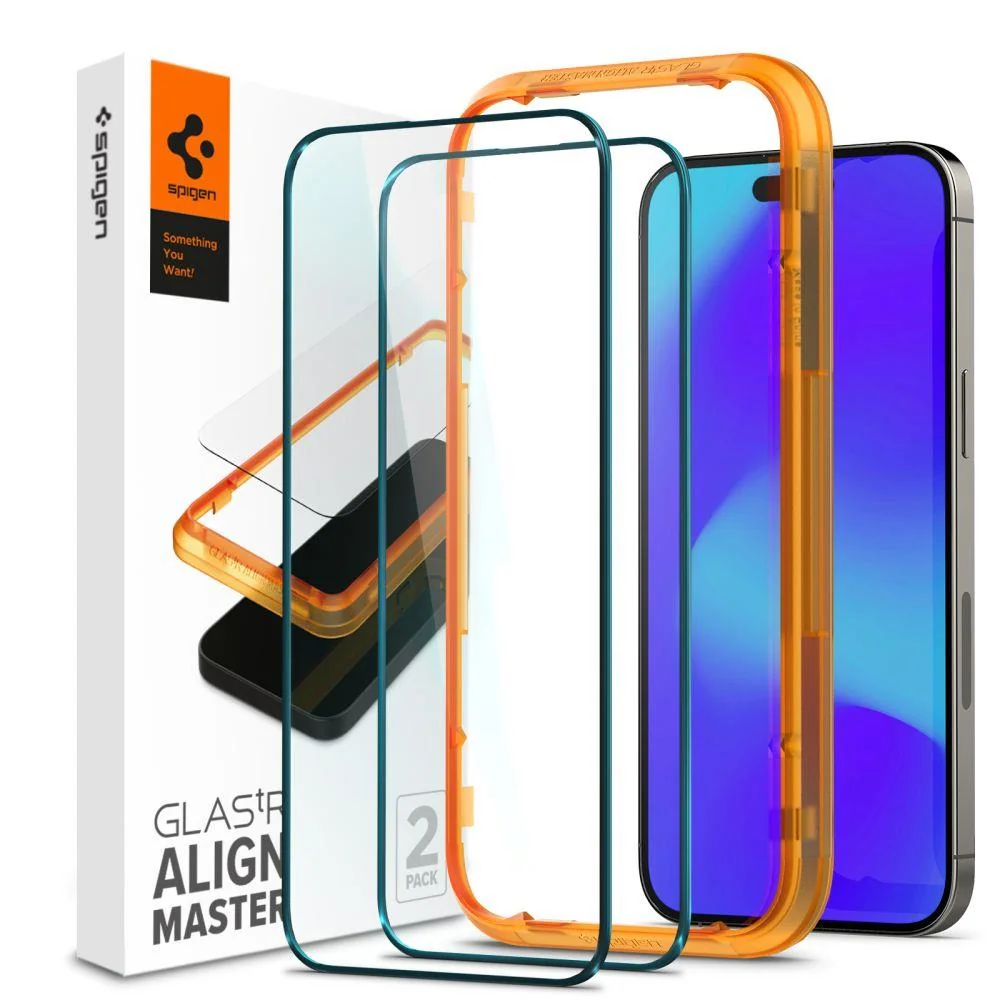 Spigen Alm Glass.Tr 2x ochranné sklo na iPhone 14 Pro, čierne 