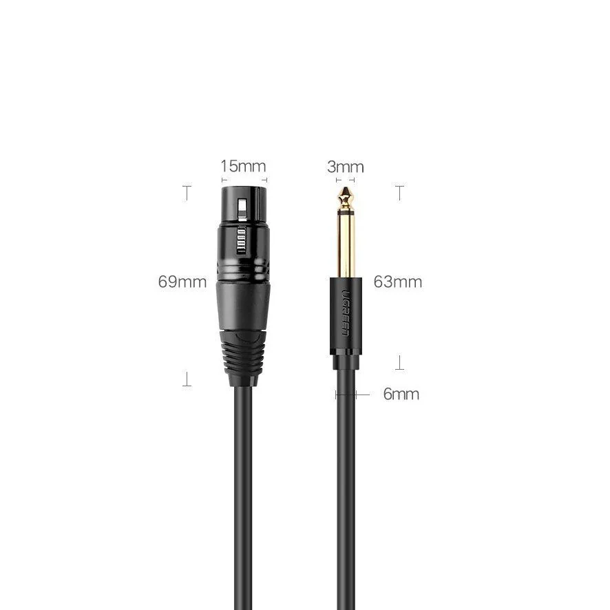 Ugreen AV131 kábel XLR - 6.35 mm jack F/M 5m, čierny 