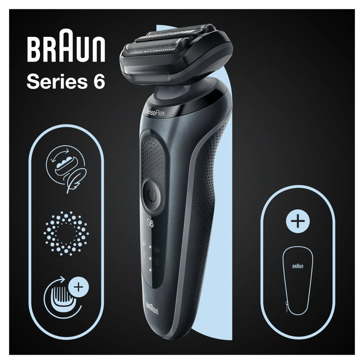 BRAUN Series 6 61-N1000s Black 1×1 ks, holiaci strojček