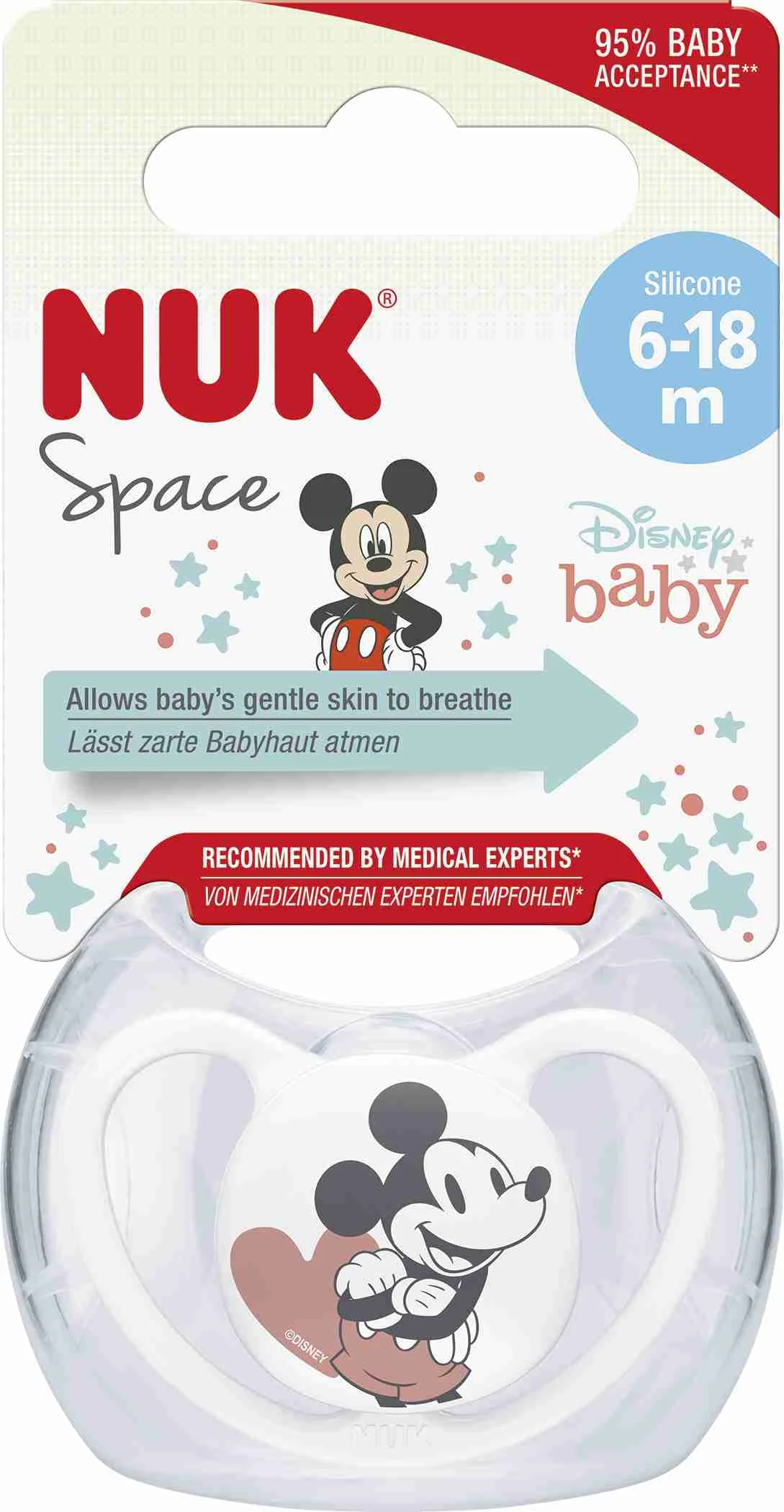 NUK Cumlík Space DISNEY Mickey 6-18 m. box 1×1ks, cumlík, 6-18m