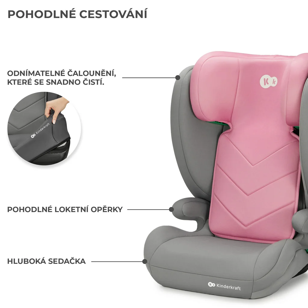 KINDERKRAFT Autosedačka i-Spark i-Size 100-150 cm Pink 1×1 ks, autosedačka