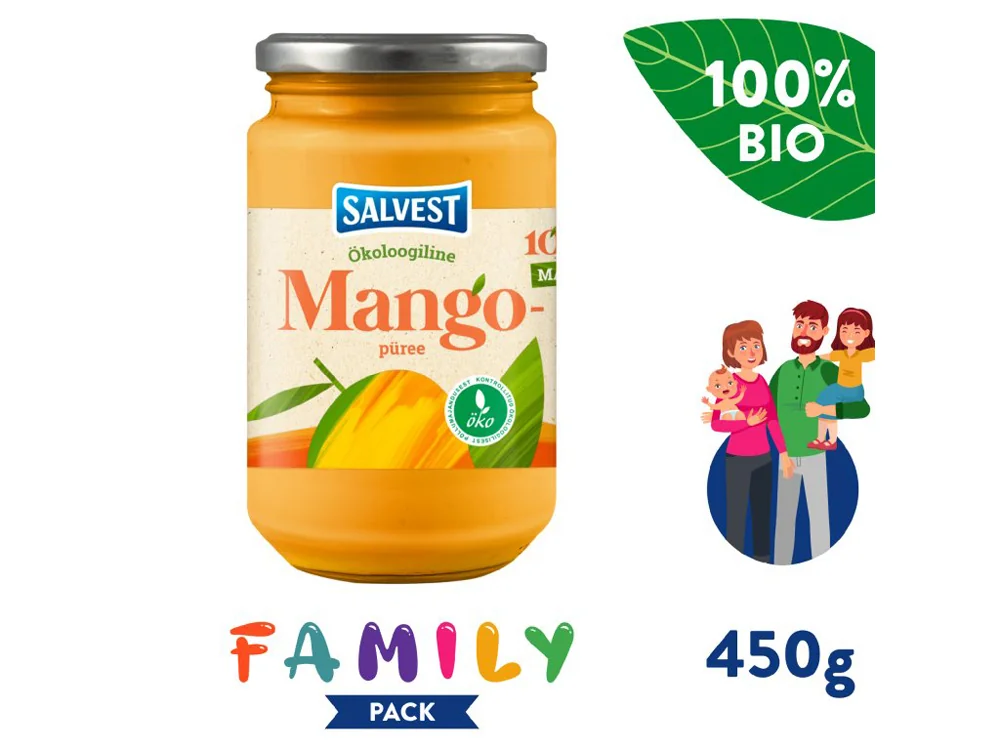 SALVEST Family BIO Mango 100% 1×450 g, ovocné pyré