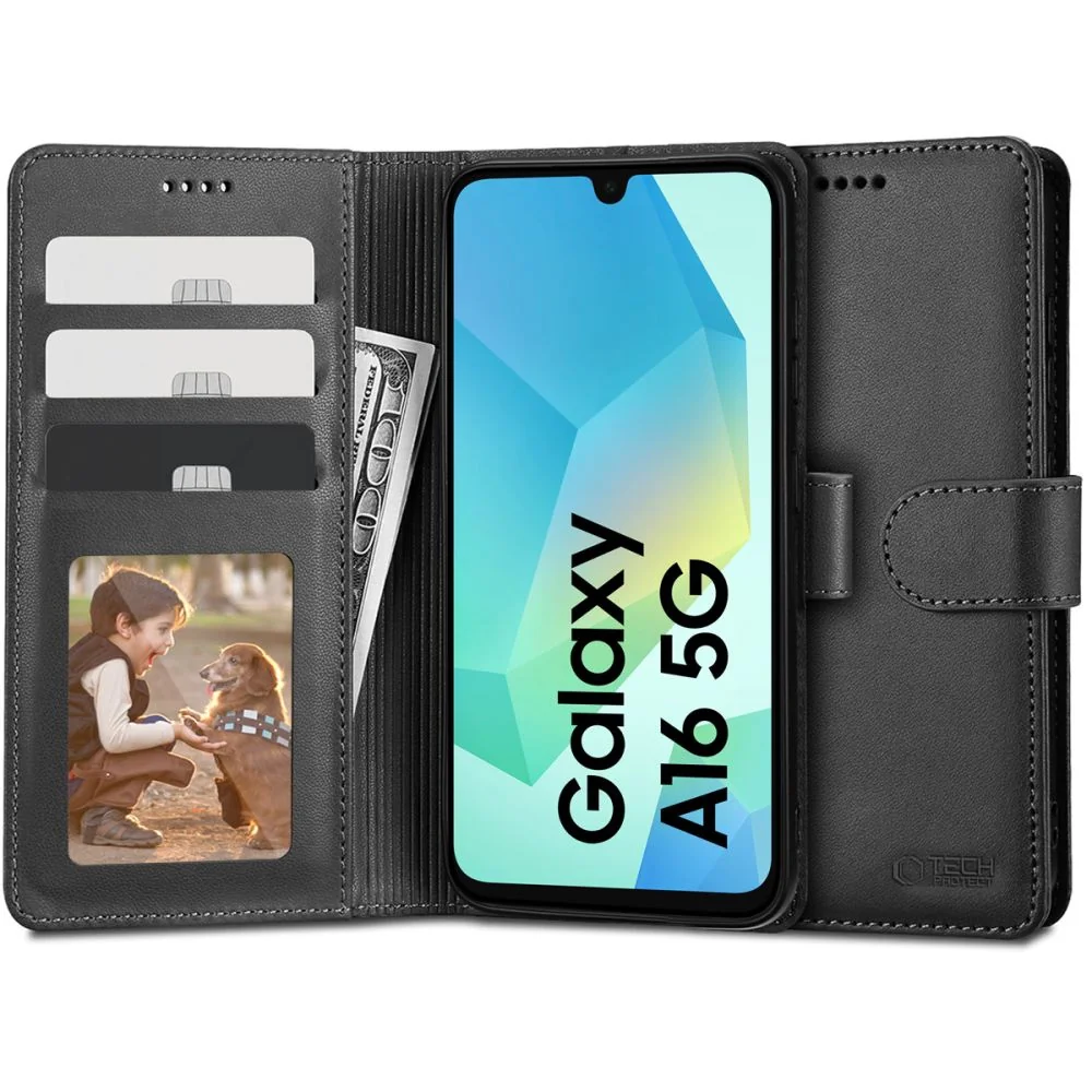 Tech-Protect Wallet knižkové puzdro na Samsung Galaxy A16 4G / 5G, čierne