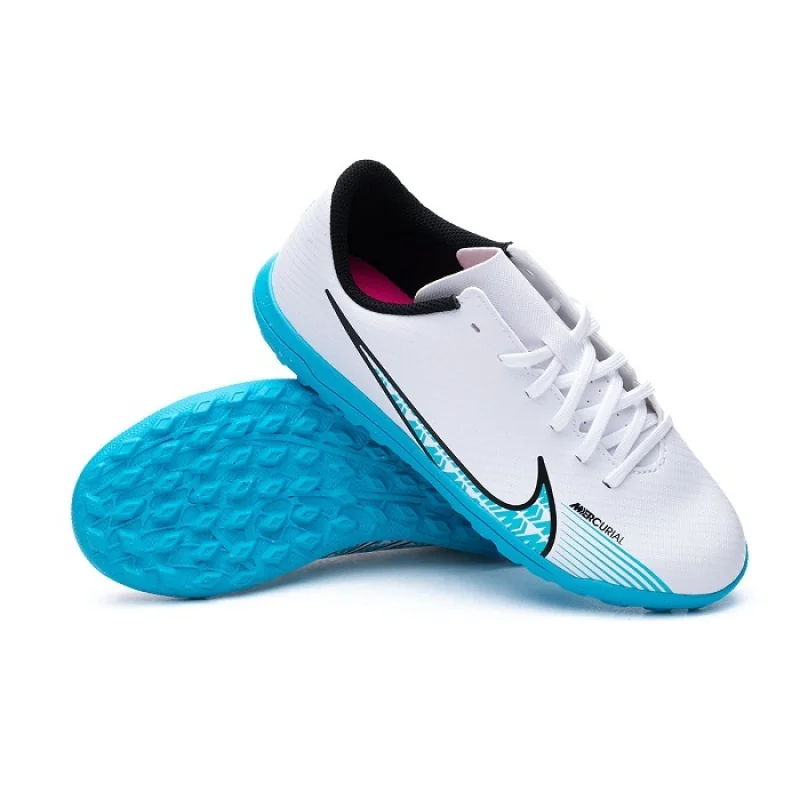 Nike Vapor 15 Club TF JR Detské futbalové kopačky/turfy, biela/modrá, veľ. 37,5 