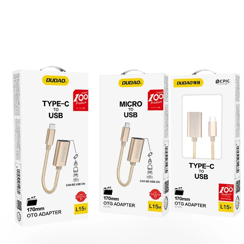 Dudao L15T OTG adaptér USB / USB-C 2.0, sivý 