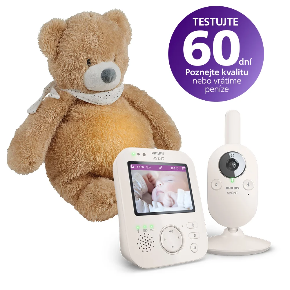 Philips AVENT Pestúnka detská video SCD891/26+NATTOU Uspávačik 4v1 Sleepy Bear Pale Brown 0m+