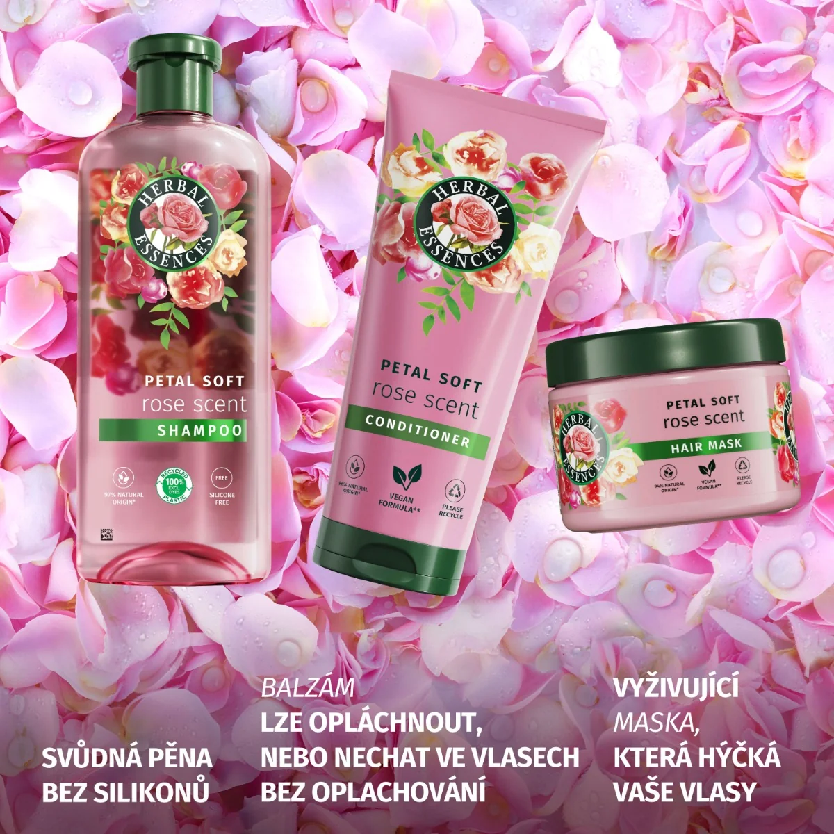 Herbal Essences šampón Core Rose 350ML 1×350 ml, šampón na vlasy