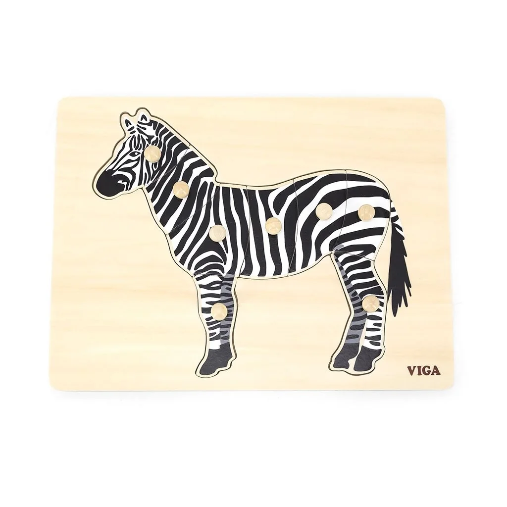 Detské drevené puzzle s úchytmi Montessori Viga Zebra 