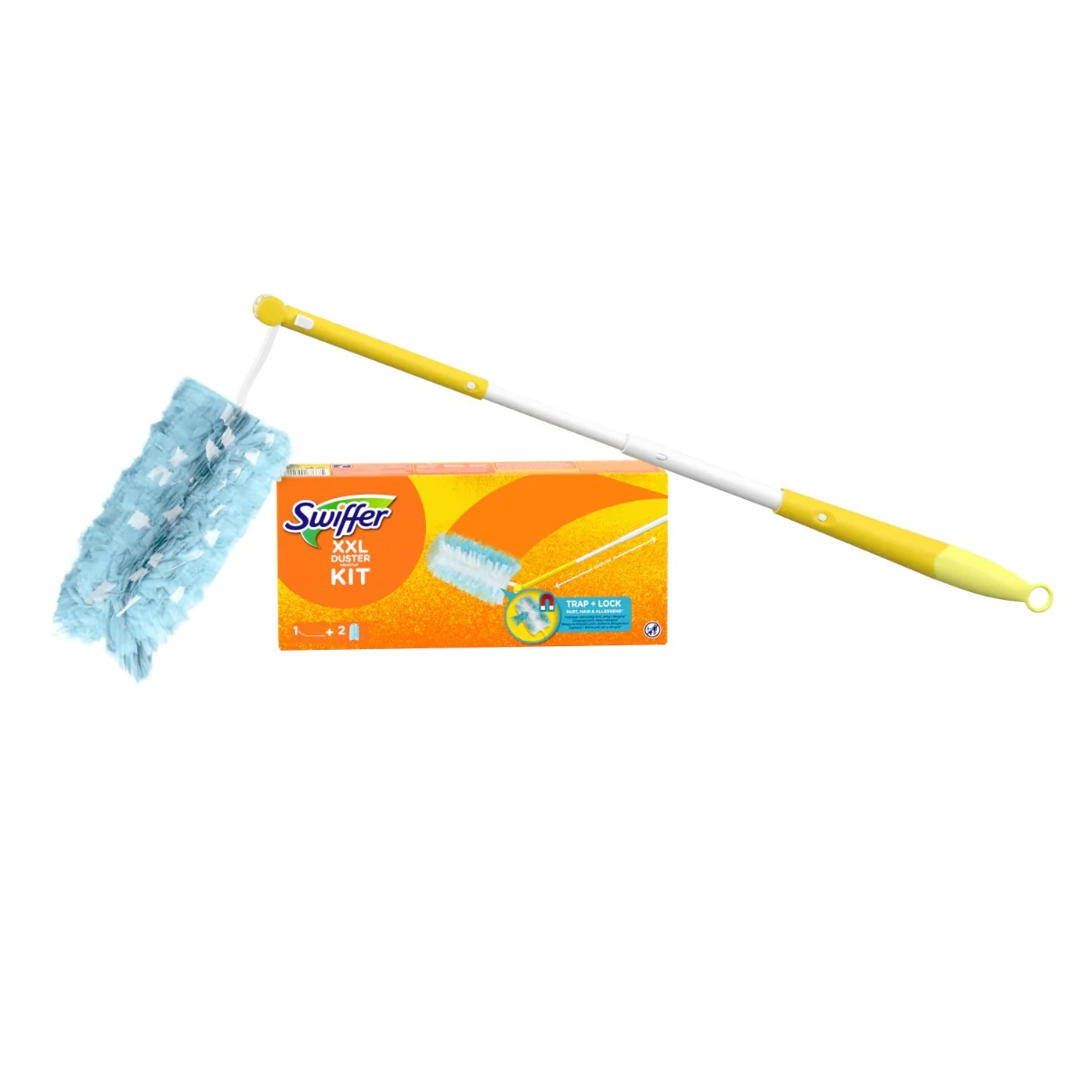 Swiffer Trap & Lock Súprava XXL Prachovky (1 Rukoväť + 2 Náhradných Prachoviek) 1×1 ks, súprava na utieranie prachu