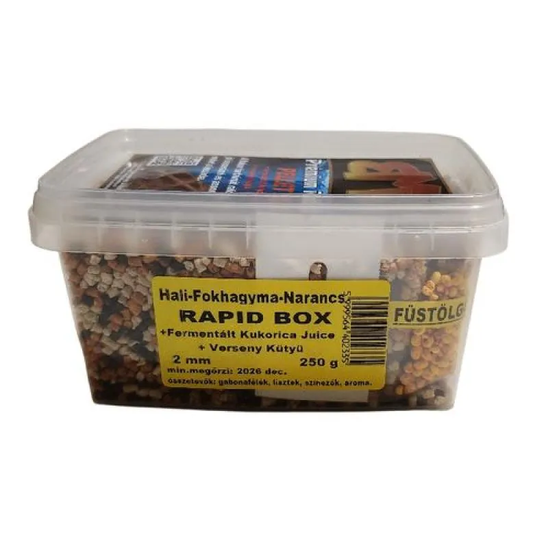 BUKI MIX Premium Rapid Pellet Box 2mm / 250g Halibut-cesnak- pomaranč 