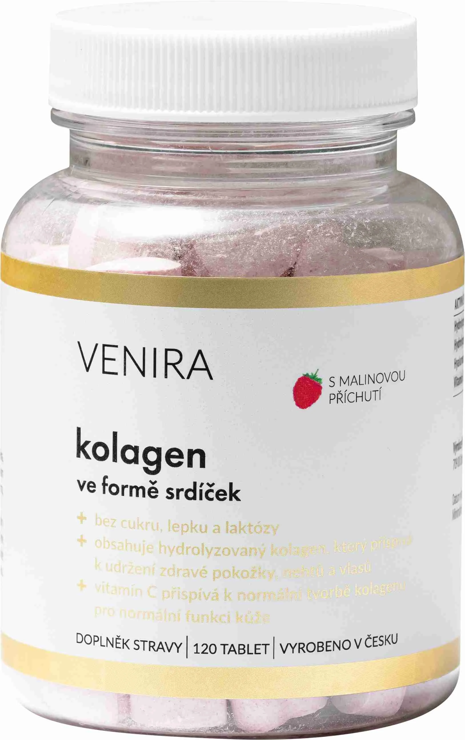 VENIRA Kolagén vo forme srdiečok malina