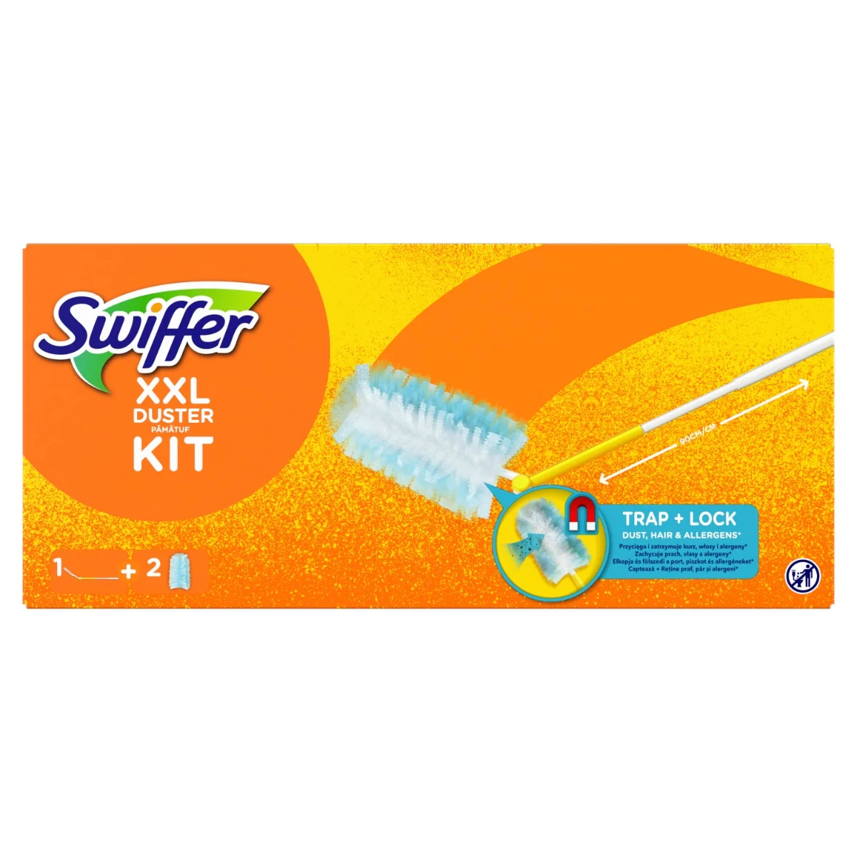 Swiffer Trap & Lock Súprava XXL Prachovky (1 Rukoväť + 2 Náhradných Prachoviek) 1×1 ks, súprava na utieranie prachu