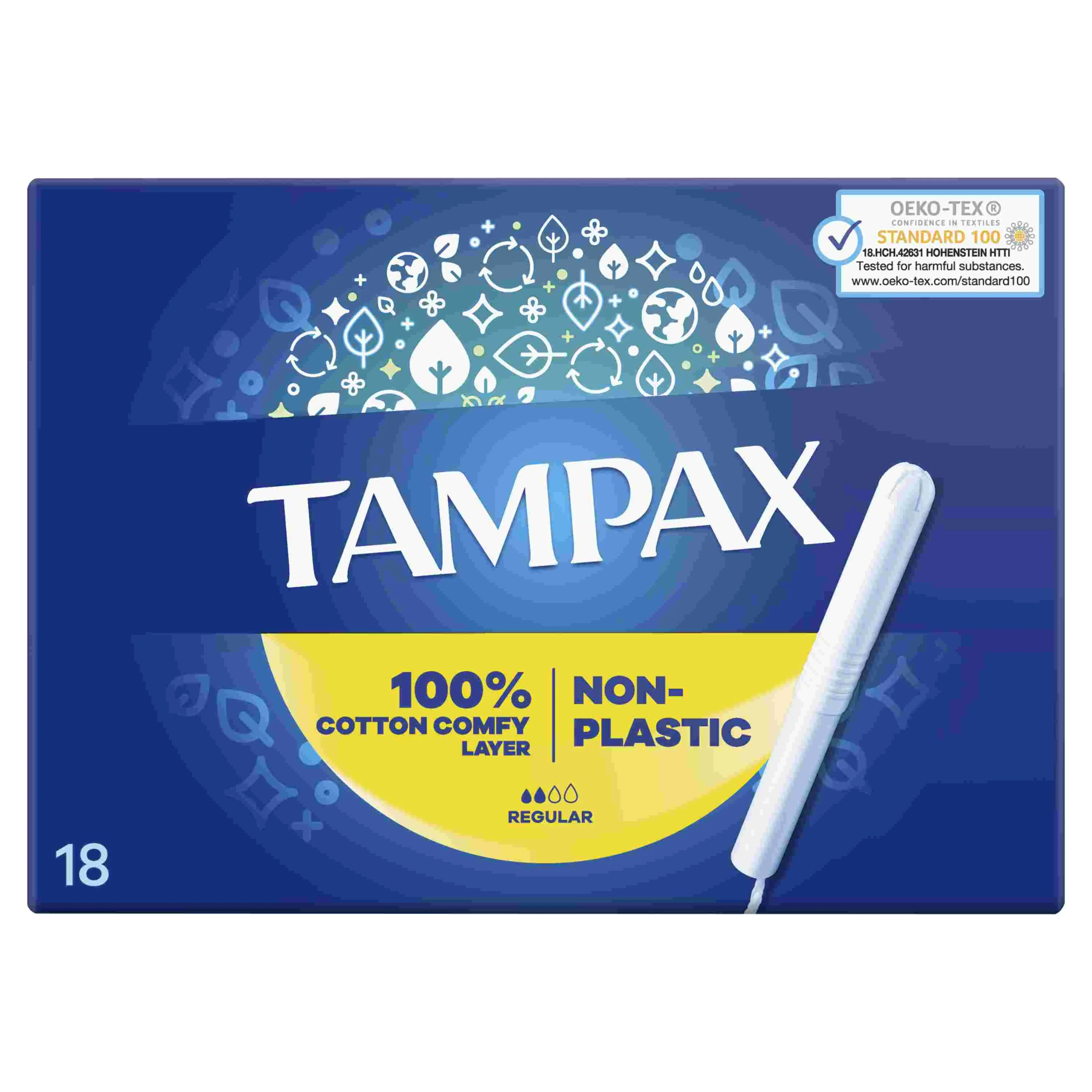 Tampax NON-PLASTIC Regular 18ks 1×18 ks, tampóny