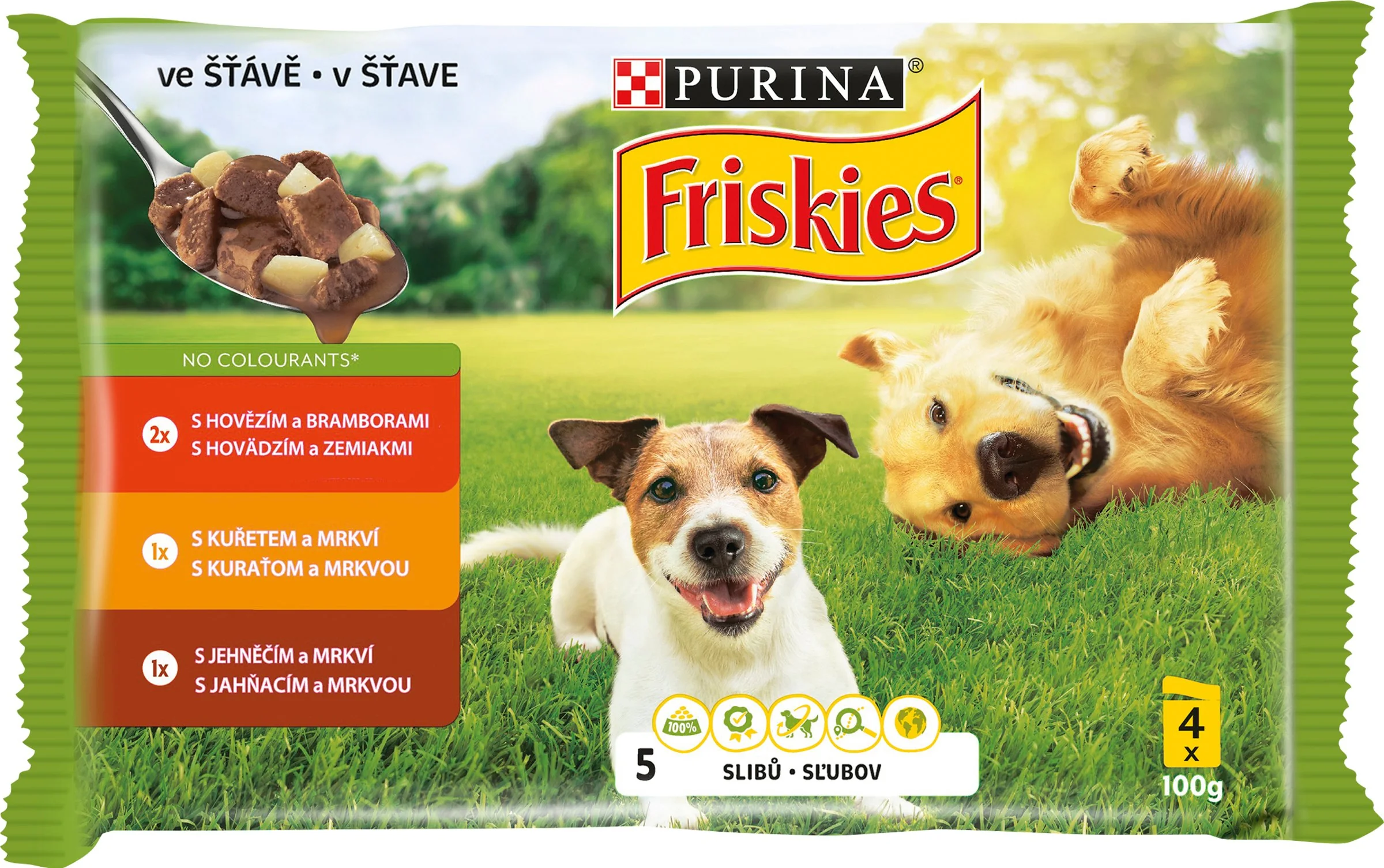 FRISKIES ADULT Dog Multipack 10(4x100g) - hovädzie/kura/jahňacie v šťave