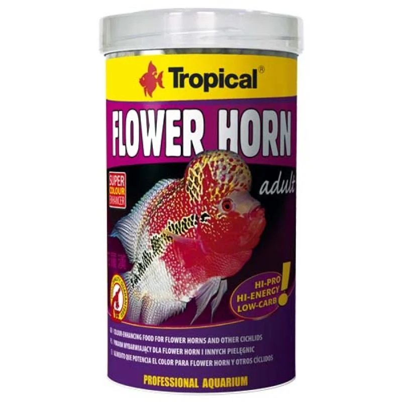 TROPICAL Flower Horn Adult Pellet 500ml/190g vyfarbujúce krmivo pre Flower Horn a iné cichlidy 