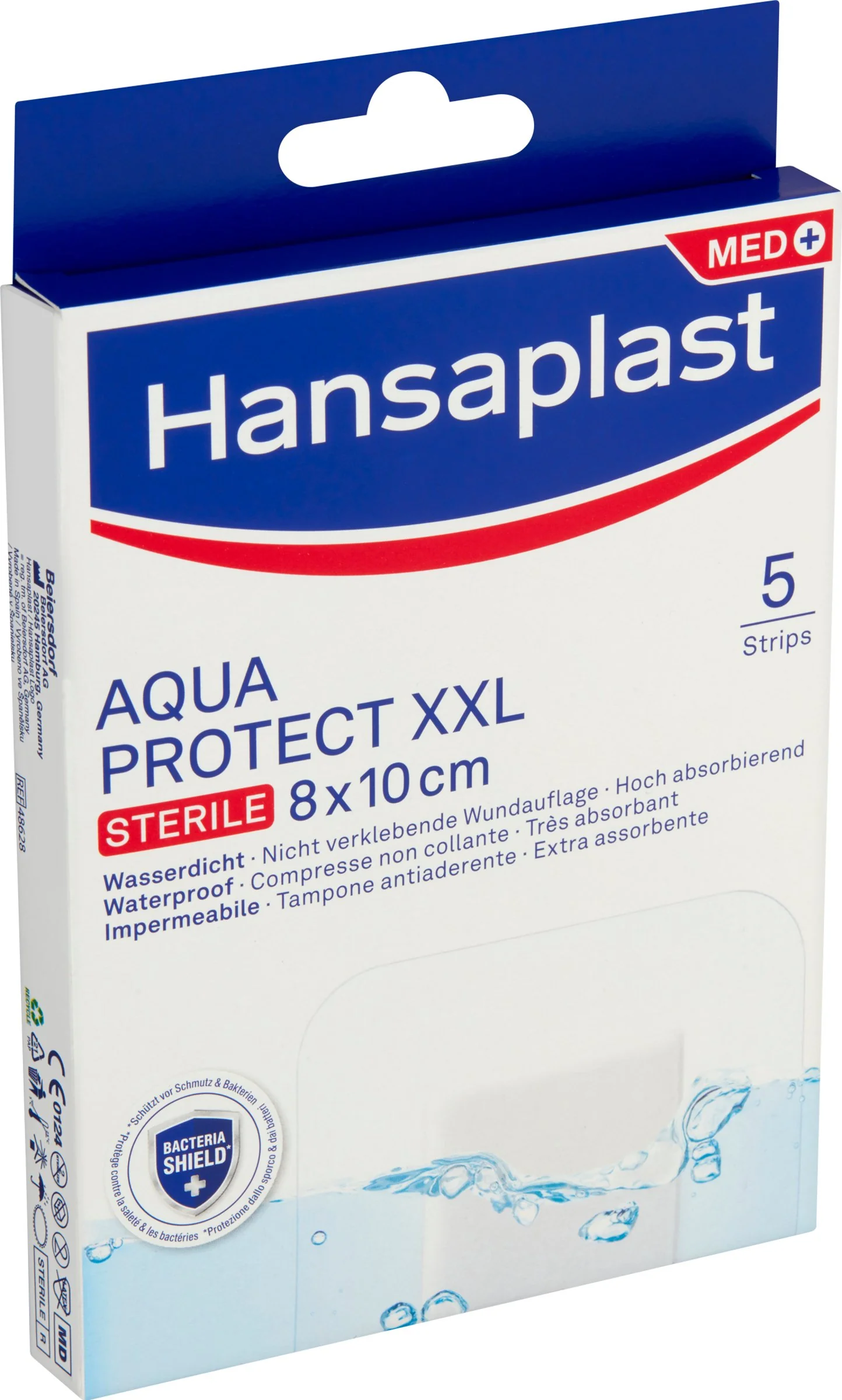 Hansaplast Aquaprotect XXL Náplasť 1×5 ks, vodotesné náplasti na prekrytie a ochranu stredných až väčších rán po chirurgickom zákroku