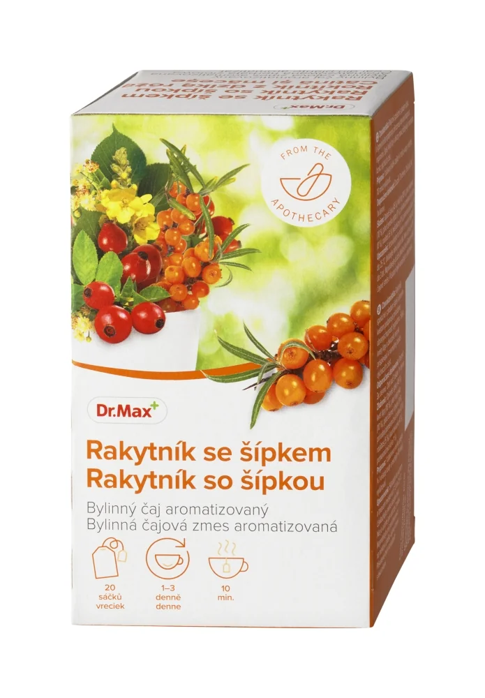 Dr. Max Rakytník so šípkou 1×30 g, bylinná čajová zmes aromatizovaná, nálevové vrecúška 20×1,5 g