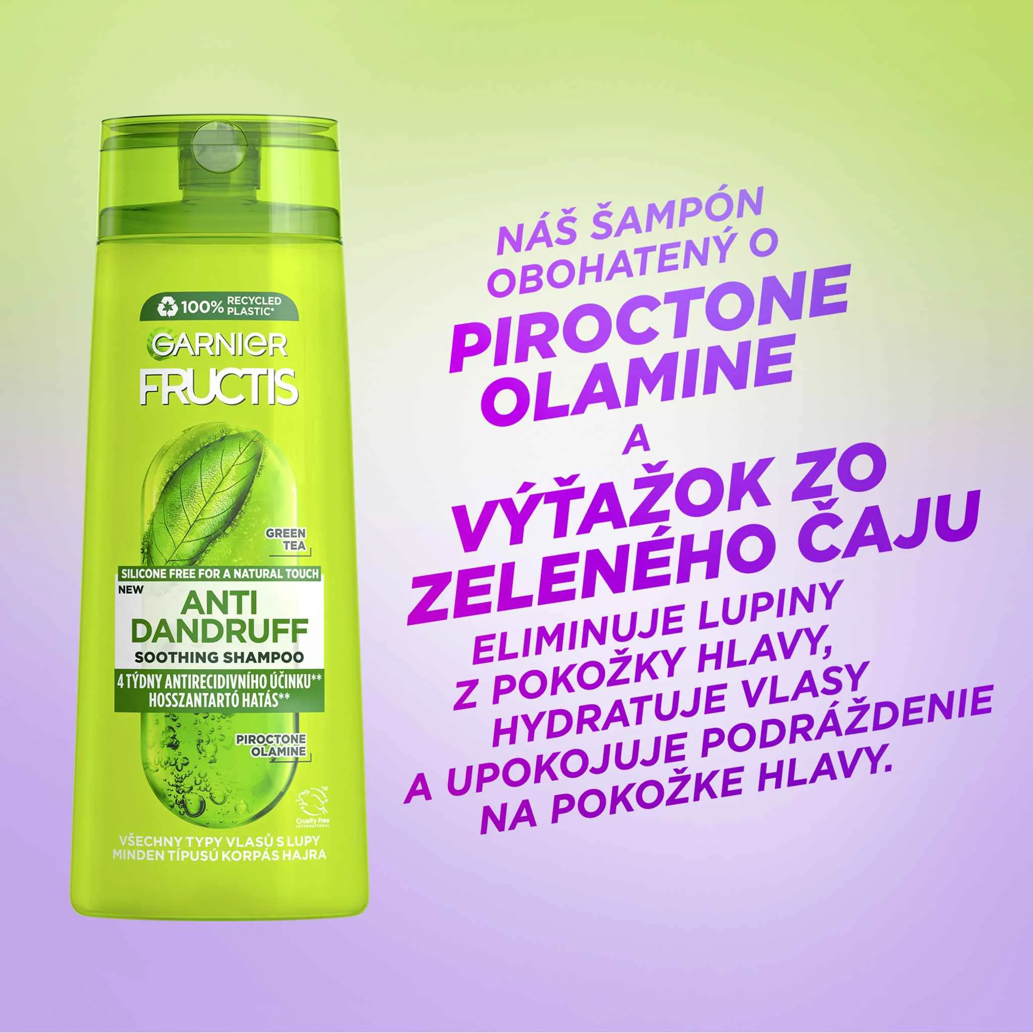 Garnier Fructis Antidandruff upokojujúci šampón na všetky typy vlasov s lupinami 1×250 ml, šampón