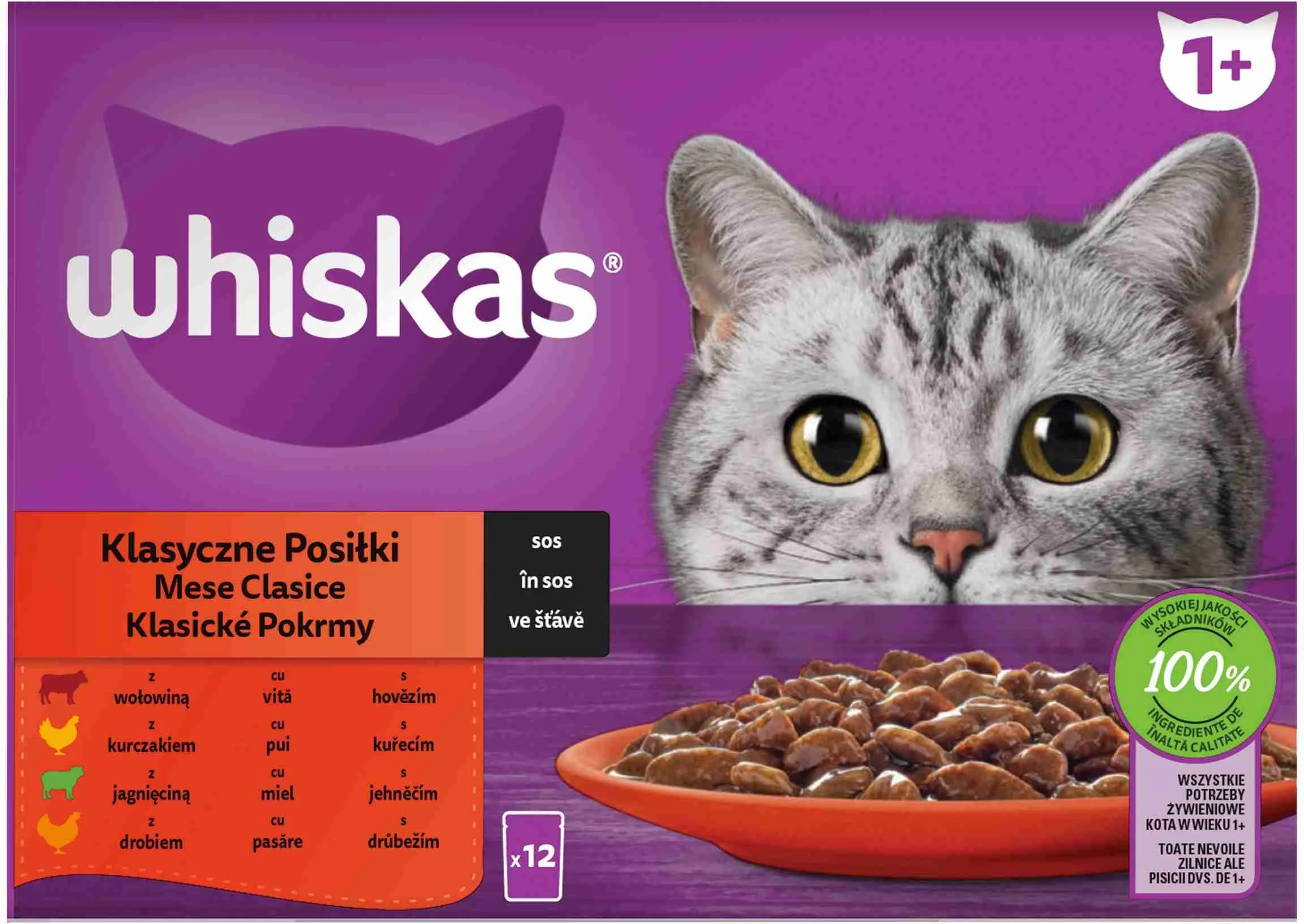 WHISKAS Kapsička Klasický výber v šťave 12pack 12×85g, kapsička pre mačky