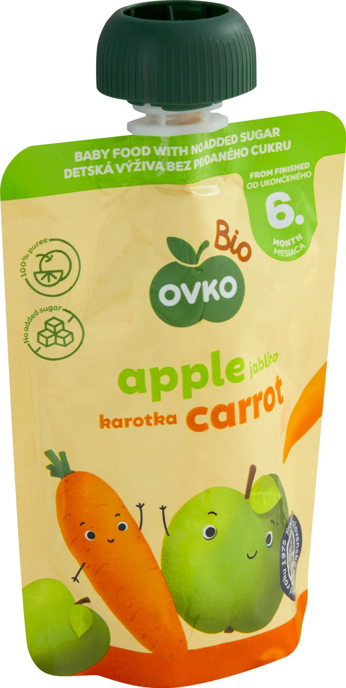 OVKO Bio Detská výživa Jablko Karotka 1×90 g, ovocná kapsička