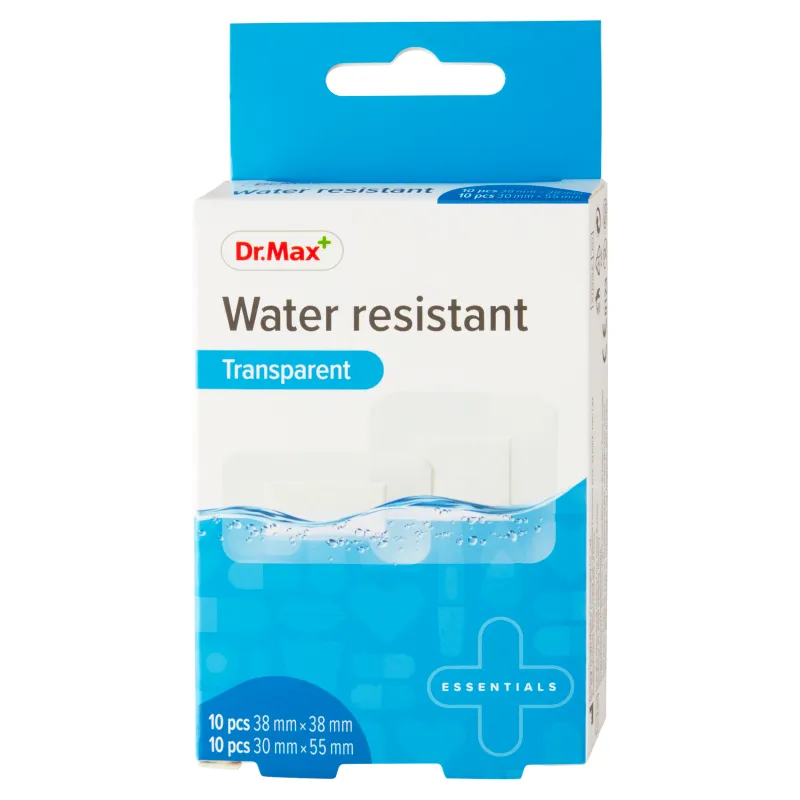 Dr. Max Náplasť Water resistant 20 ks, (38 x 38mm) x 10 ks + (30 x 55mm) x 10 ks