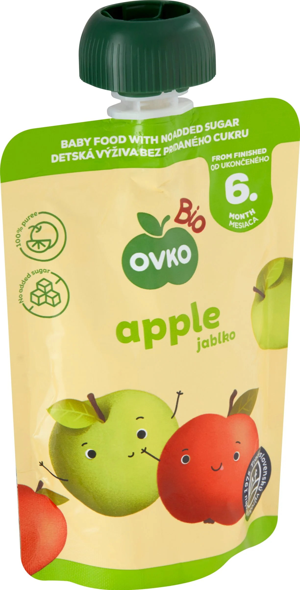 OVKO Bio Detská výživa Jablko 1×90 g, ovocná kapsička