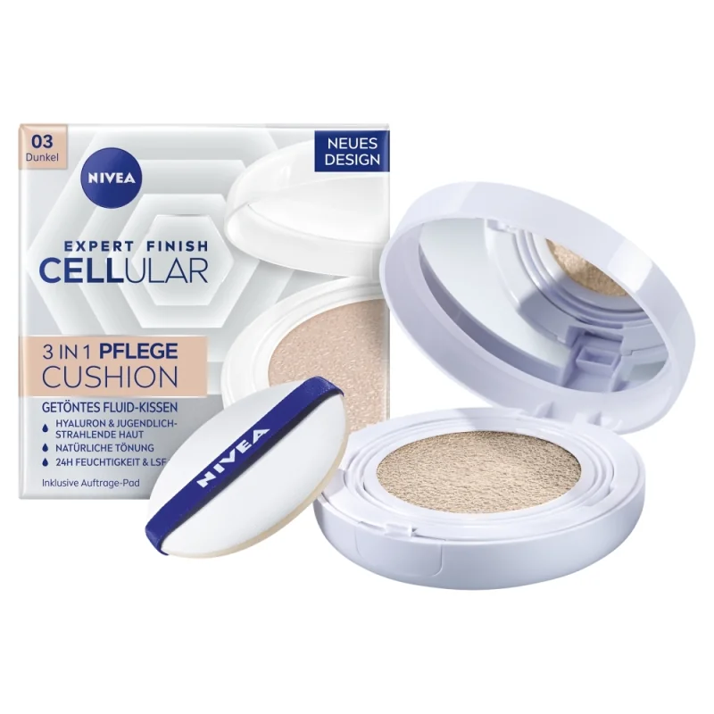 NIVEA Cellular Expert Finish Ošetrujúci tónovací krém v hubke 3 v 1 03 tmavý odtieň 15 g 84230