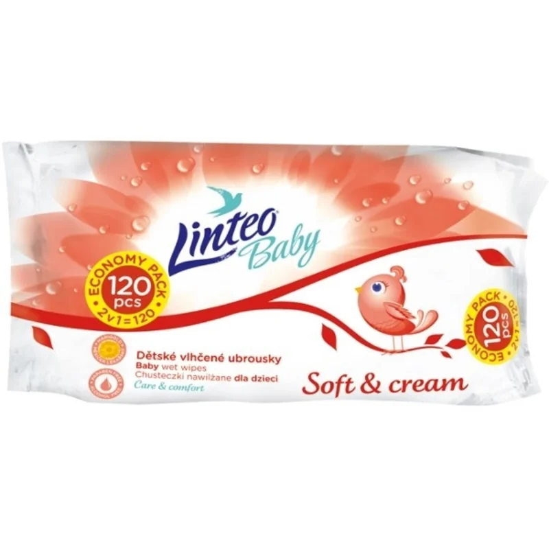 Detské vlhčené obrúsky Linteo Baby 120 ks Soft and cream , 20C23275