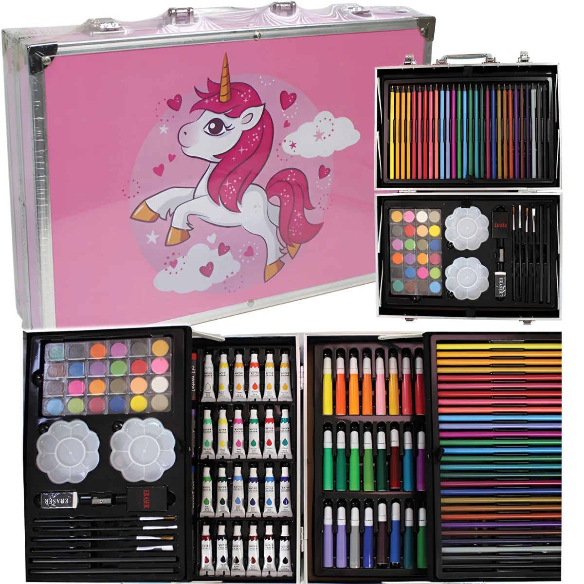 LIVEFY Art Kit sada pre maľovanie v kufríku pre deti 145ks, ružová 