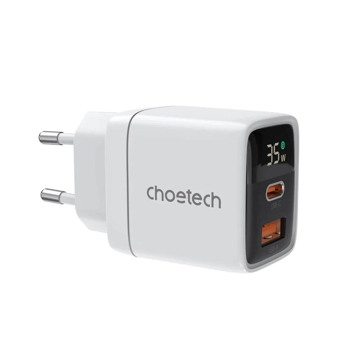 Choetech PD6052 GaN sieťová nabíjačka USB / USB-C 35W, biela 