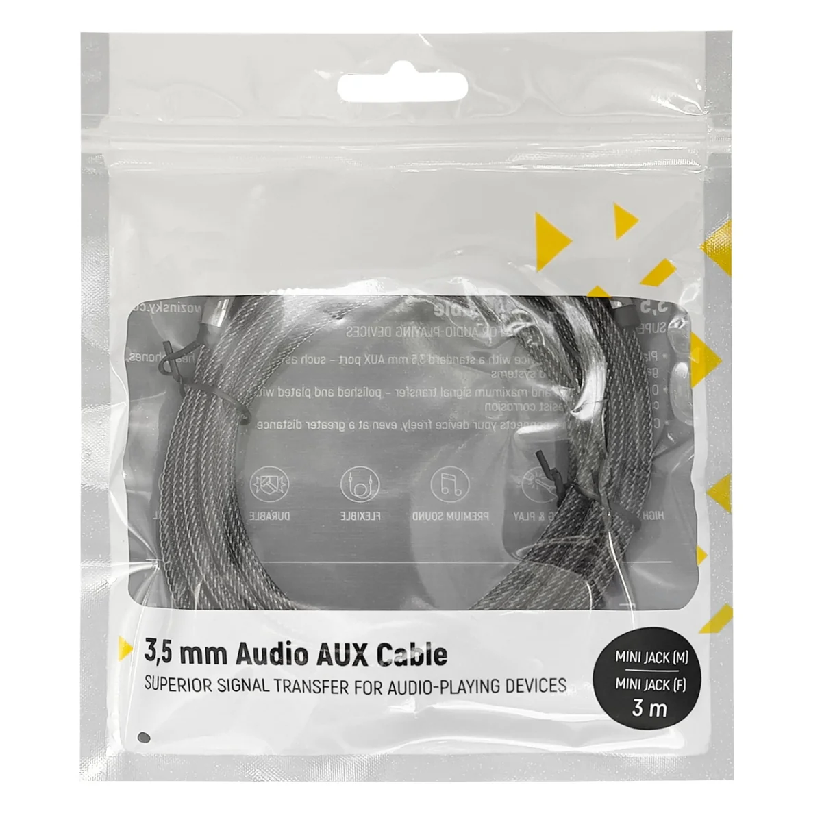 MG audio kábel 3.5mm mini jack F/M 3m, čierny 