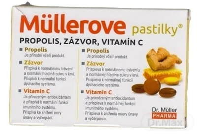 MÜLLEROVE pastilky PROPOLIS, ZÁZVOR, VITAMÍN C